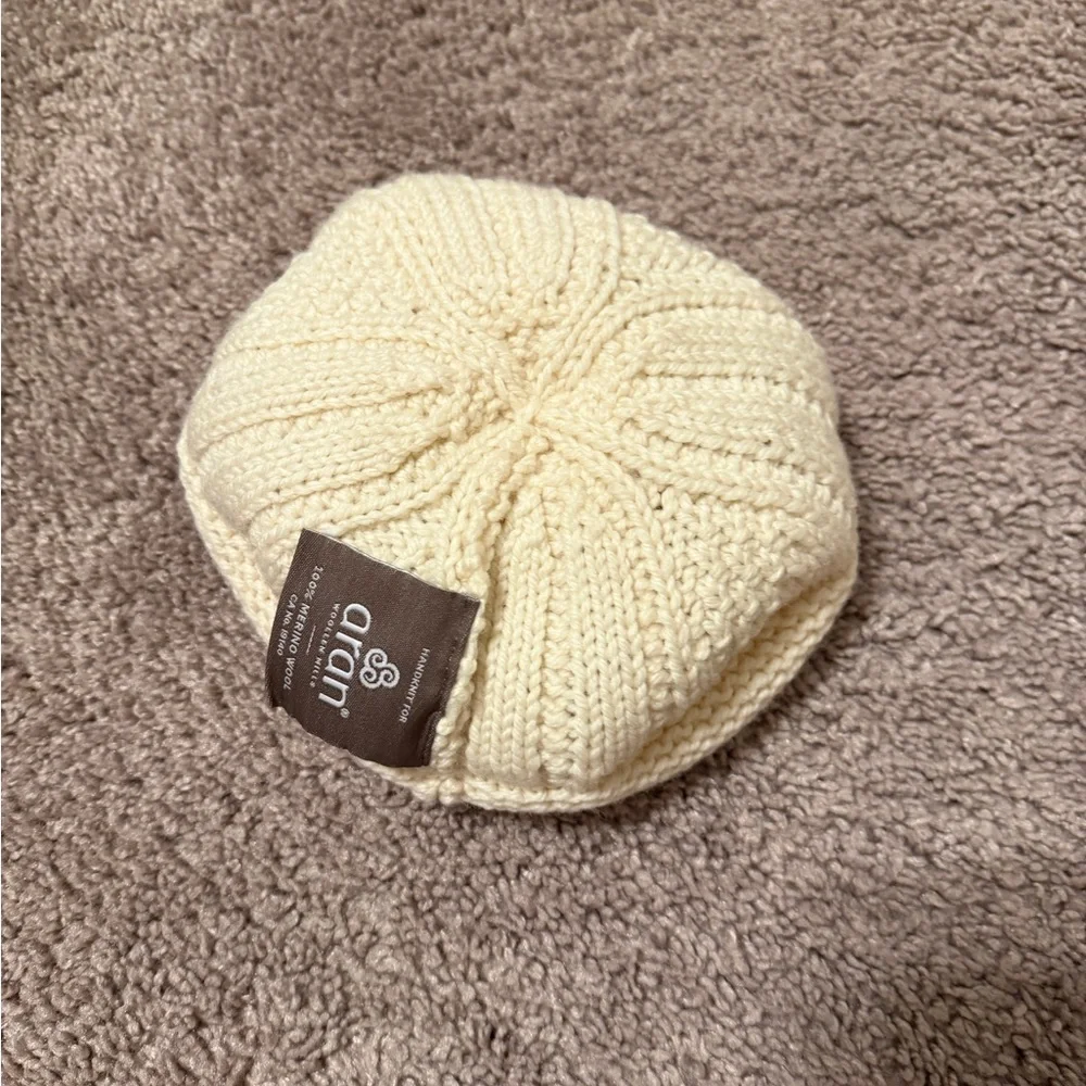 Aran Woollen Mills 100% Merino Wool Children’s Beret hat Natural cream
